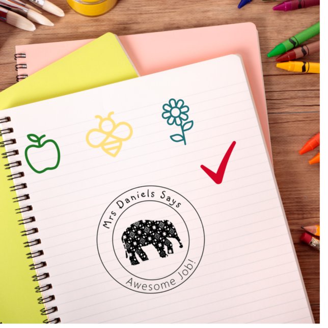 Carimbo De Borracha Professores Personalizados de Elefante Bonito Fora (Criador carregado)