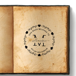 Carimbo De Borracha Proprietário do livro de corações magnéticas Monog