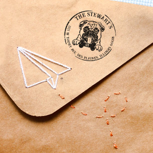 Carimbo De Borracha Pug Custom Family Return Address 