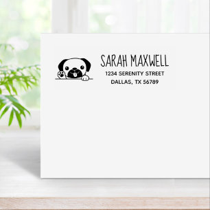 Carimbo De Borracha Pug Dog Pet Address Cheio