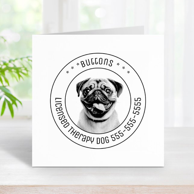 Carimbo De Borracha Pug Dog Pet Photo Round (Criador carregado)
