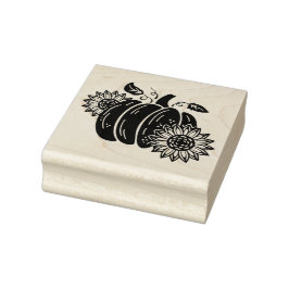 Carimbo De Borracha Pumpkin Girassóis Fogueira Fall Festival outono