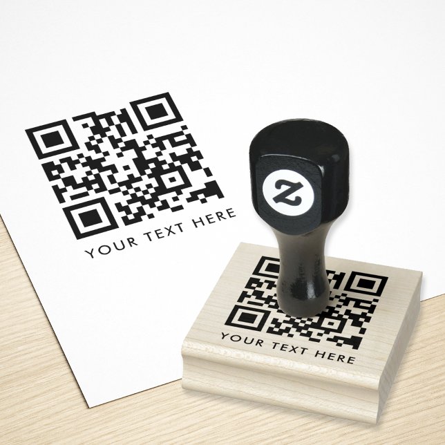 Carimbo De Borracha QR Code Your Text Clean Simples Modern Minimalist (Criador carregado)