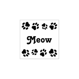 Carimbo de borracha quadrado do "Meow" com