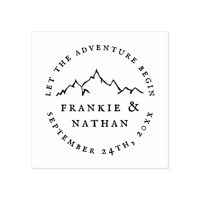 Carimbo De Borracha Que Comece A Aventura | Rustic Salvar A Data (Impressão)