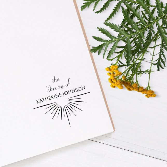 Carimbo De Borracha Raios Chic Sun Elegantes Do Livro Biblioteca (Criador carregado)