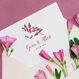 Carimbo De Borracha Ramos de Casal de Dragonflies de Casamento Românti