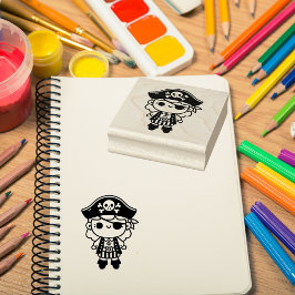 Carimbo De Borracha Rapariga Pirata Adorável Personalizada