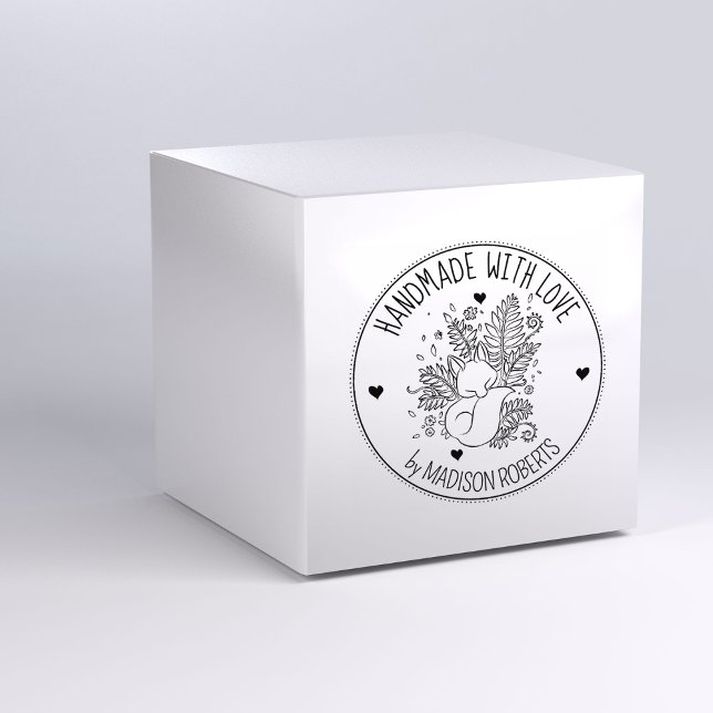 Carimbo De Borracha Raposa Botânica, Feita À Mão Com Amor, (Criador carregado)