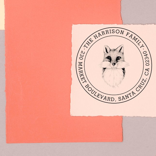 Carimbo De Borracha Raposa desenhada à mão | Endereço de devolução do  (Criador carregado)