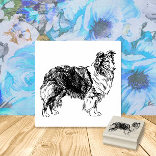 Carimbo De Borracha Raro de Collie Dog