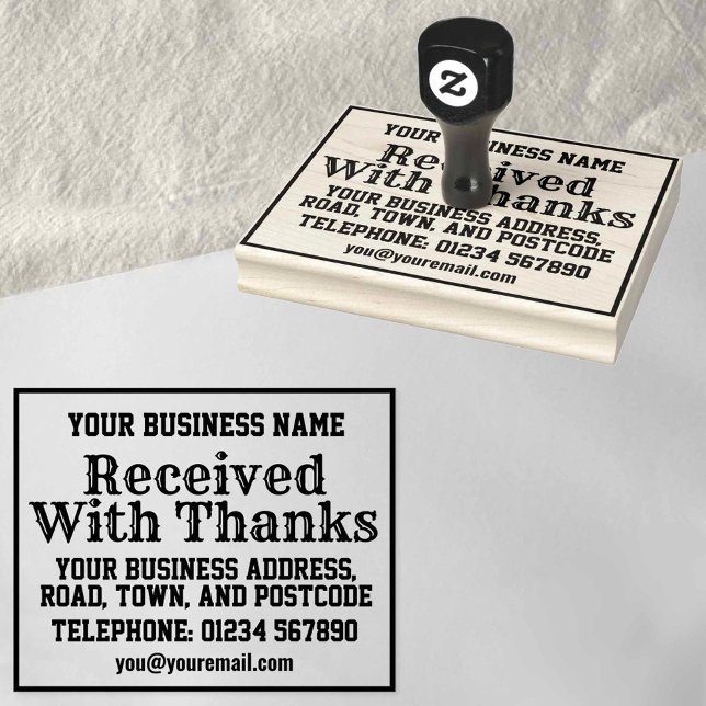 Carimbo De Borracha Recebido Com Agradecimentos com Nome, Endereço, et (Criador carregado)