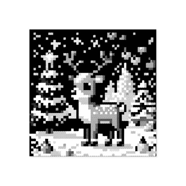 Carimbo De Borracha Reindeer de Natal Winter Wonderland Pixel Art (Impressão)