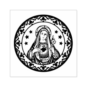 Carimbo De Borracha Religião Católica do Coração Imaculado da Virg