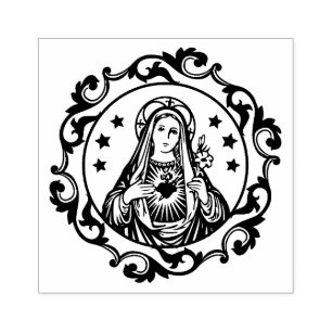 Carimbo De Borracha Religioso Católico do Coração Imaculado da Virgem