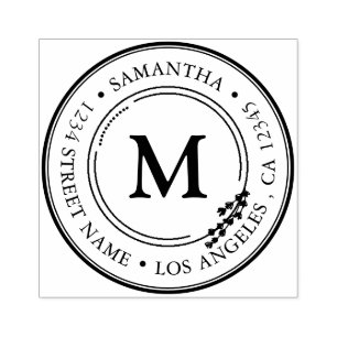 Carimbo De Borracha Retornar Endereço Legant Monograma Minimalista Sel