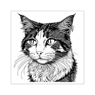 Carimbo De Borracha Retrato de Gato da Floresta Norueguesa