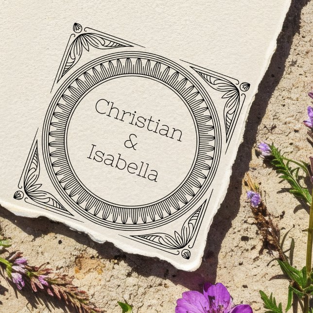 Carimbo De Borracha Ribbed Frame Couple Wooden Art Stamp (Criador carregado)