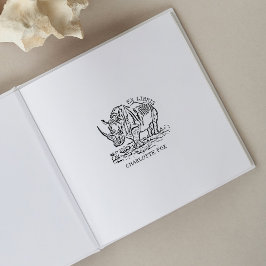 Carimbo De Borracha Rinoceronte Africano Personalizado Ex Libris