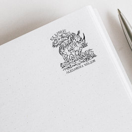 Carimbo De Borracha Rinoceronte Africano Personalizado Ex Libris
