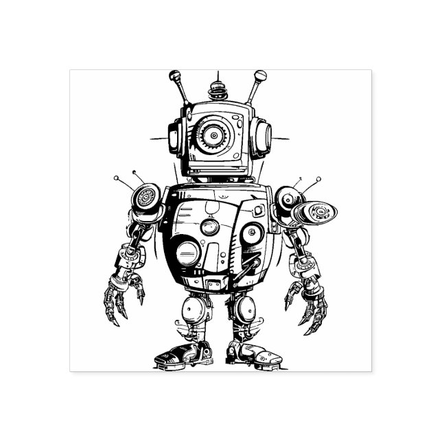 Carimbo De Borracha Robô (Impressão)