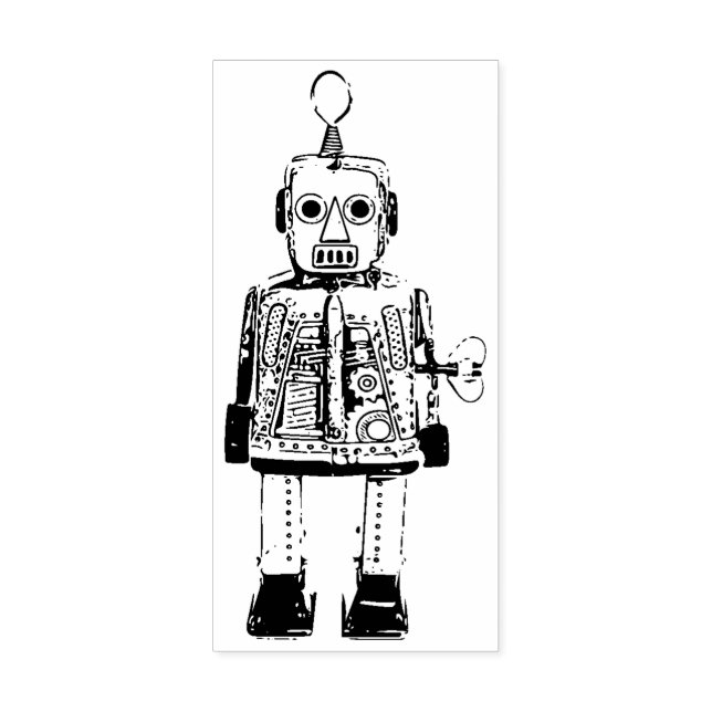 Carimbo De Borracha Robô Retro (Impressão)