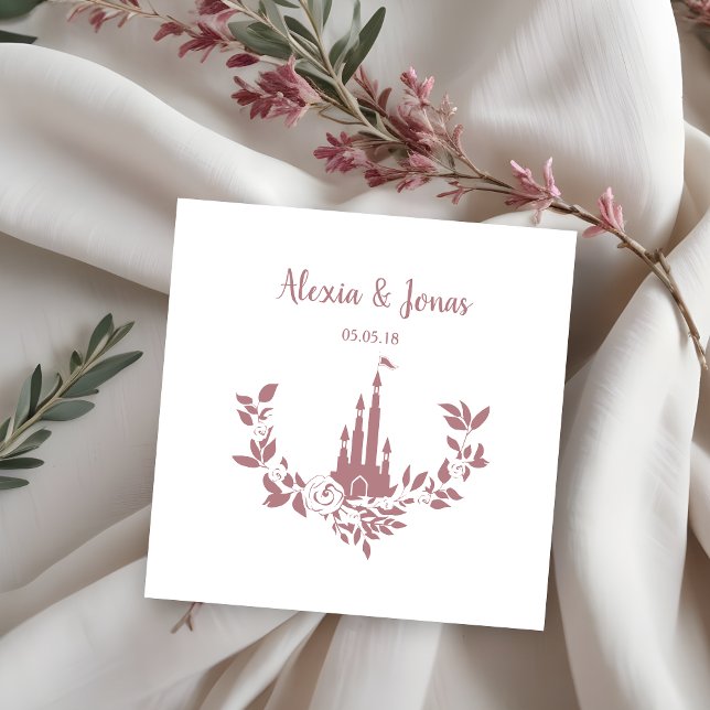 Carimbo De Borracha Romantic Wedding Design with Castle and Flowers (Romantic Wedding Design with Castle and Flowers Perfect on kraft paper to give a modern rustic look.)