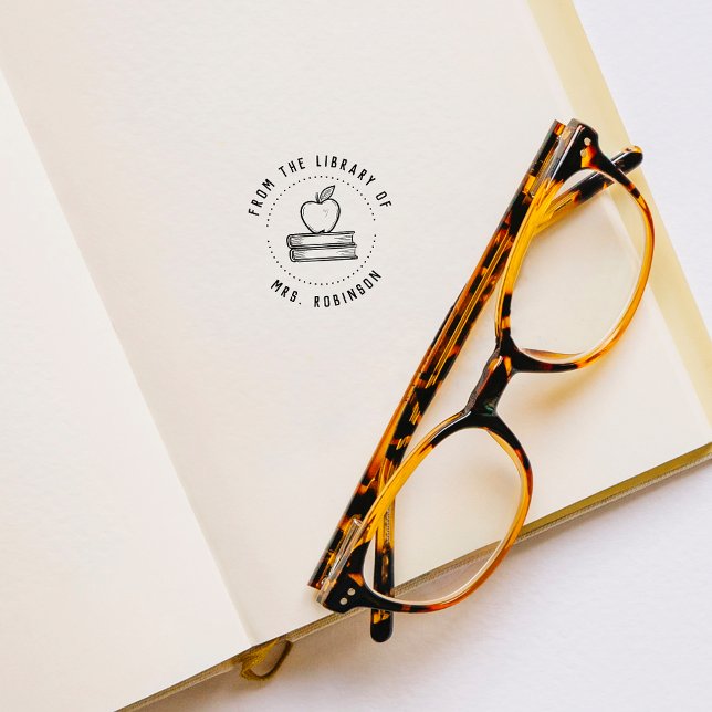 Carimbo De Borracha Ronda Rustic Da Biblioteca Da Apple Professora (Criador carregado)