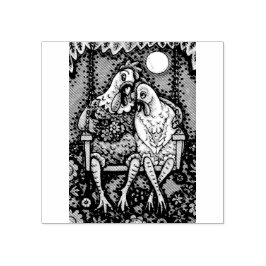 CARIMBO DE BORRACHA ROOSTER & HEN LOVERS, PORCH SWING RUBBER STAMP