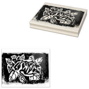 Carimbo De Borracha Rosa do Linocut