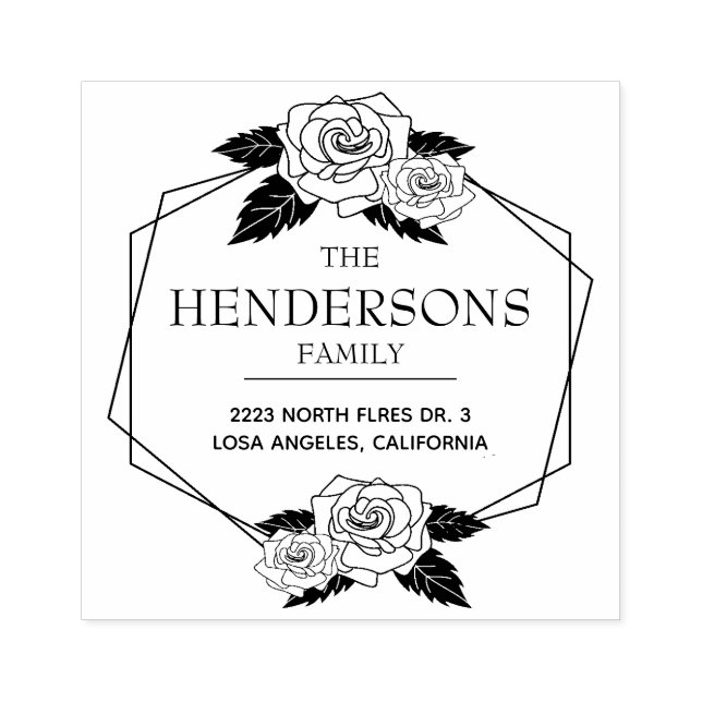 Carimbo De Borracha Rosas brancas de safra com quadro moderno (Impressão)