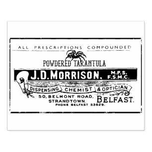 Carimbo De Borracha Rótulo Apotário Tarantula em Pó  