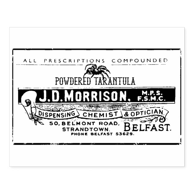 Carimbo De Borracha Rótulo Apotário Tarantula em Pó (Impressão)
