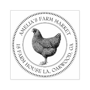 Carimbo De Borracha Rótulo de Fazenda de Galinha Vintage Borda Decorat