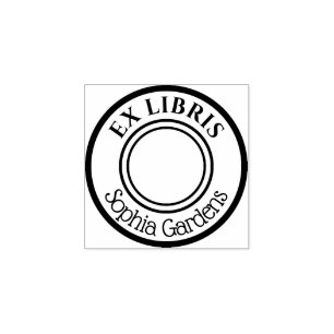 Carimbo De Borracha Round Ex Libris