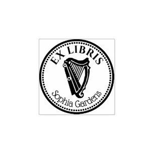 Carimbo De Borracha Round Ex Libris - Harp