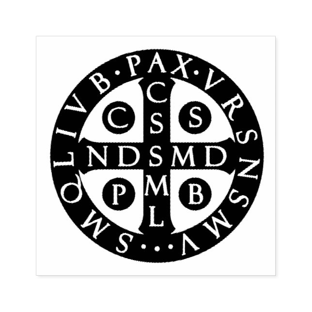 Carimbo De Borracha Rua. Medalha Benedict Religiosa Católica (Impressão)