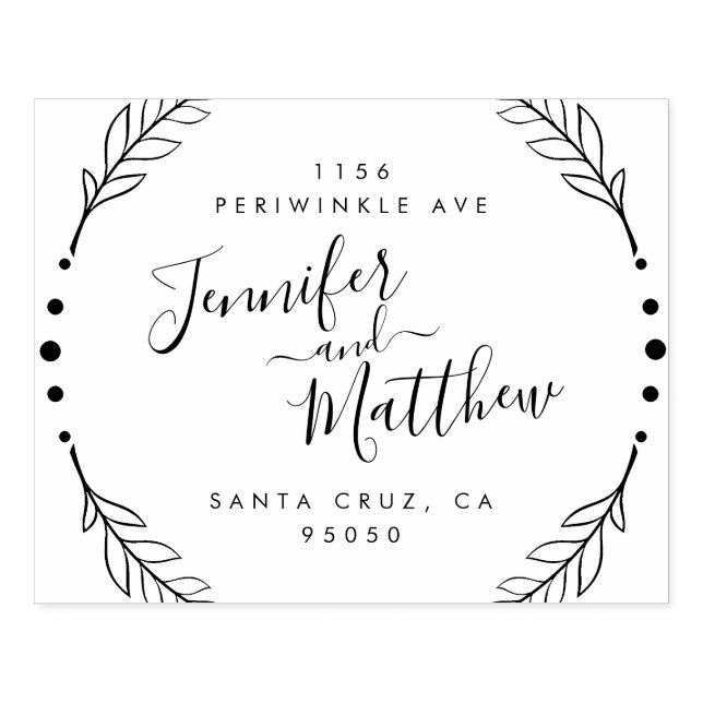 Carimbo De Borracha Rustic Calliographic Wreath Wedding Return Address (Impressão)