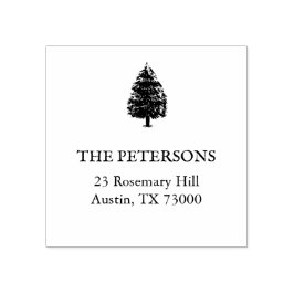 Carimbo De Borracha Rustic Christmas Tree Return Address Christmas