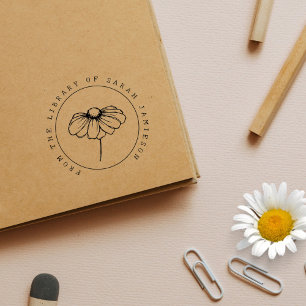 Carimbo De Borracha Rustic Daisy Flower Do Biblioteca Book