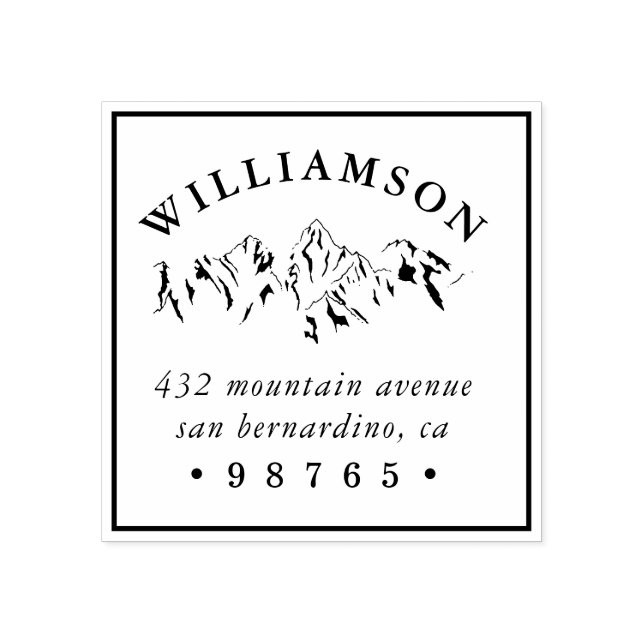 Carimbo De Borracha Rustic Mountain Sketch Return Address (Impressão)