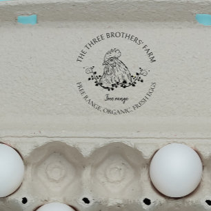 Carimbo De Borracha Rustic Round Embalagens De Ovos Frescos Para Vin