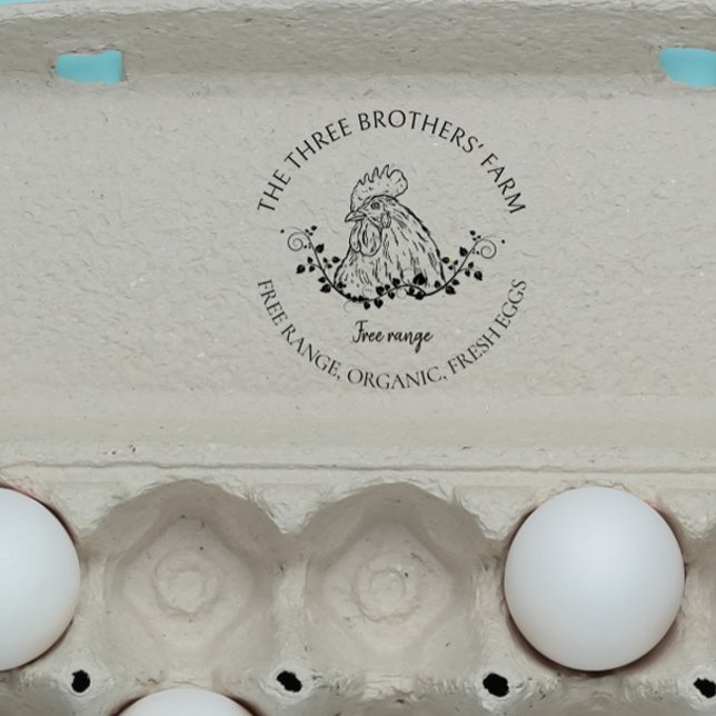 Carimbo De Borracha Rustic Round | Embalagens De Ovos Frescos Para Vin (Criador carregado)