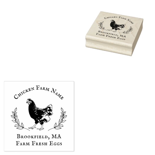 Carimbo De Borracha Rustic Wreath Chicken Carton Personalizado (Carimbado)