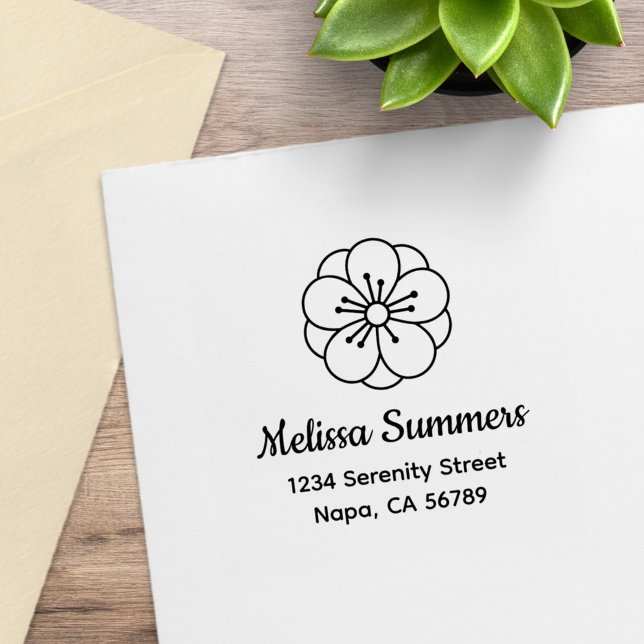 Carimbo De Borracha Sakura Cherry Blossom Flower Address (Criador carregado)