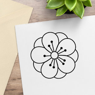 Carimbo De Borracha Sakura Chersom Flor Cor Me