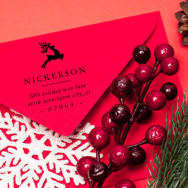 Carimbo De Borracha Saltando Endereço de Retorno de Reindeer