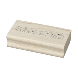 Carimbo De Borracha Samoyed Ortografado em Letras de Cão Samoyed