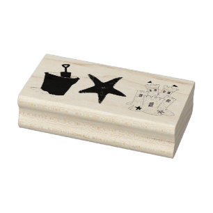 Carimbo De Borracha Sandcastle Sand Castle Starfish Pail Ocean Beach