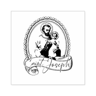 Carimbo De Borracha Santo religioso católico Joseph e Filho de Jesus